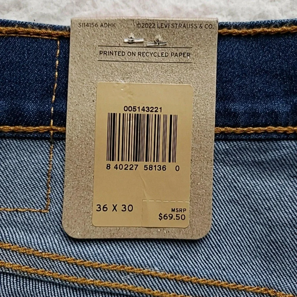 Levis 514 Jeans Mens 36x30 Blue Regular Fit Straight Leg Stretch Denim Pants